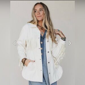 Three Bird Nest Large white fringe jacket